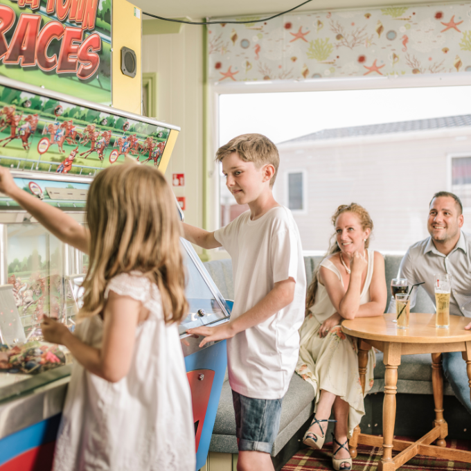 the beach children playing on arcade