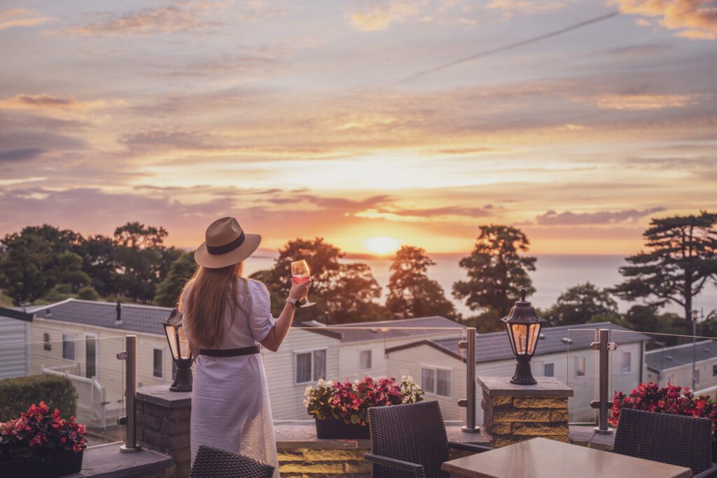 sunset views from a Conwy caravan park overlooking the North Wales coast