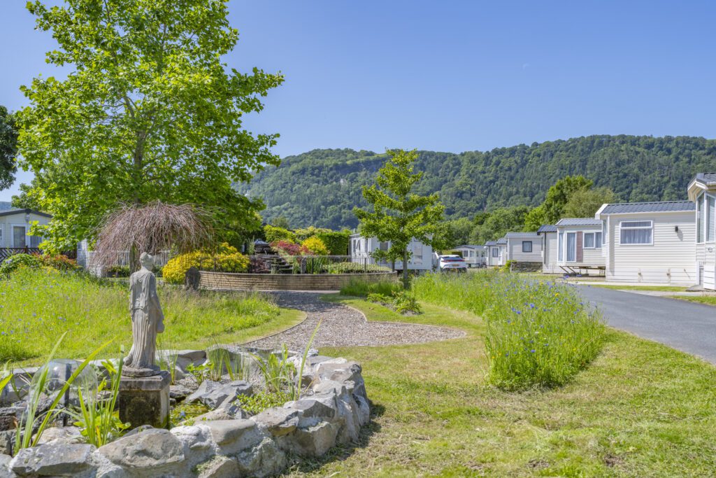 countryside setting at a Conwy caravan park in the Conwy Valley