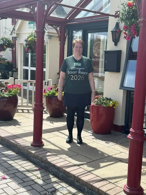 The Beach team member wearing a Thornley Leisure Parks Dragon Boat Race shirt