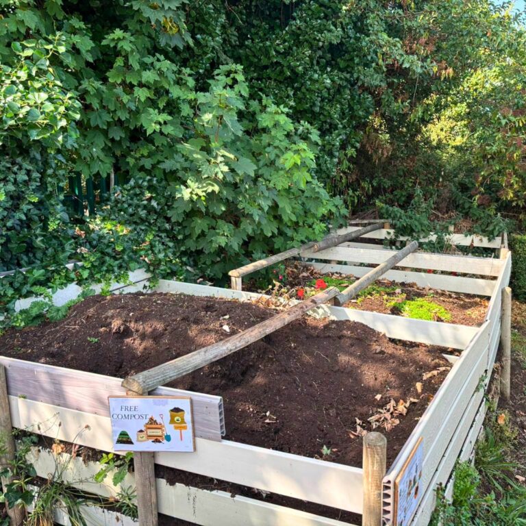 Compost bays containing green waste at The Beach Caravan Park